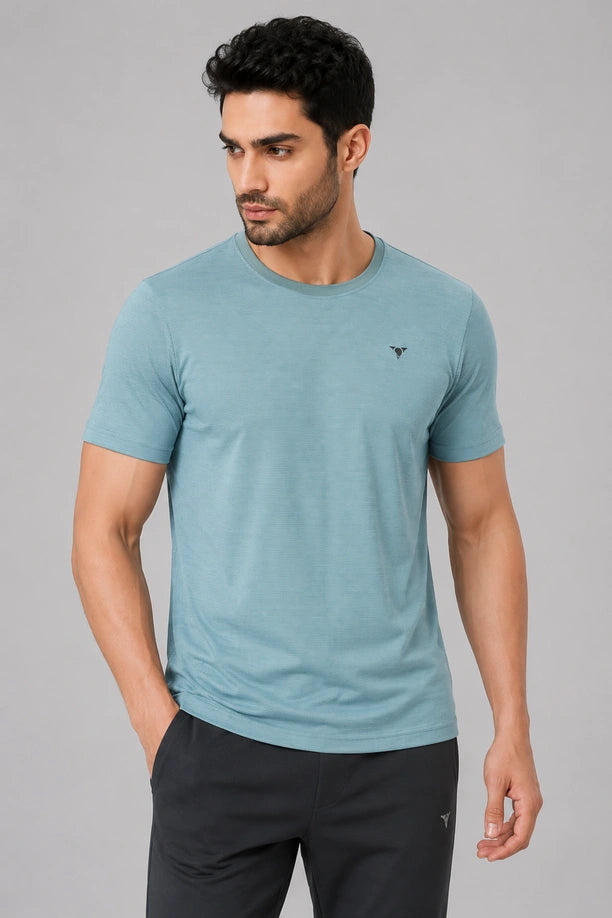 MILANGE ROUND NECK TEE | SEA BLUE