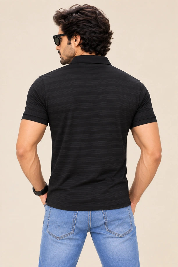 Men Striped Comfort Fit Polo T-shirt with CRAZY