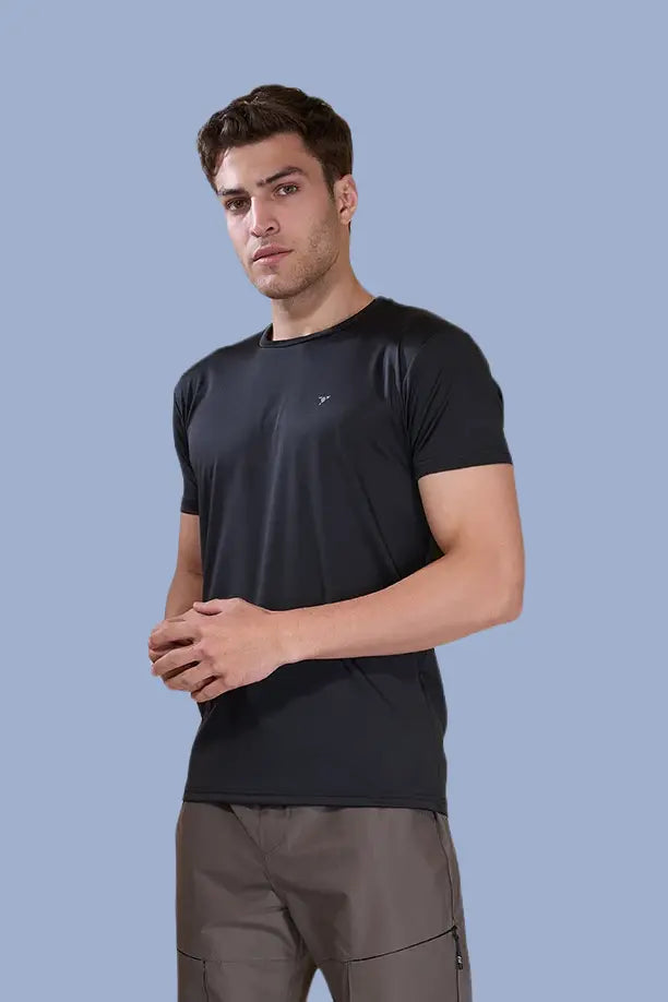 BUTTER LYCRA R-NECK T-SHIRT - BLACK