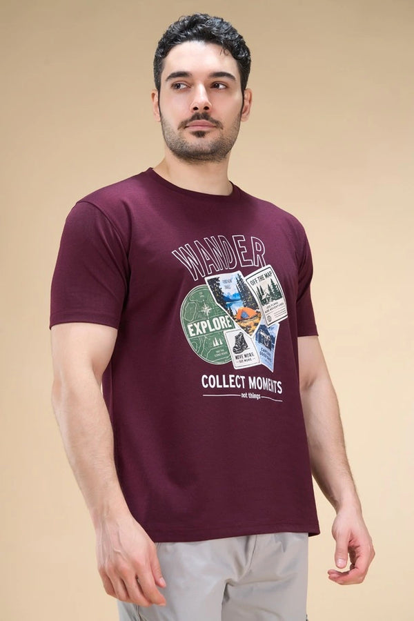 Men Regular Fit Printed Round Neck Tee