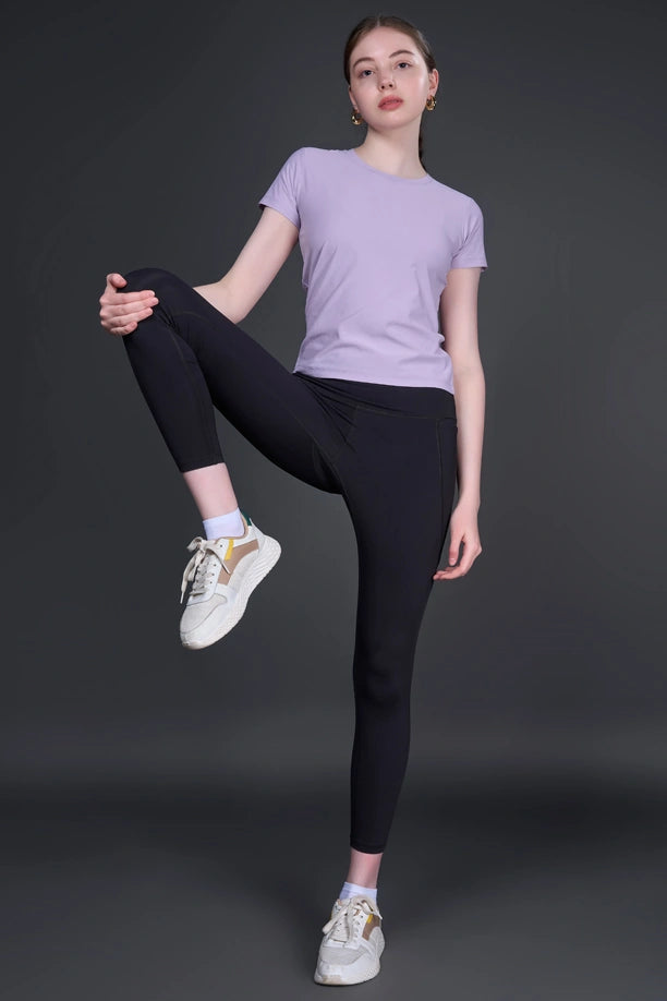 Women Solid Slim Fit Round Neck T-shirt with COTEX