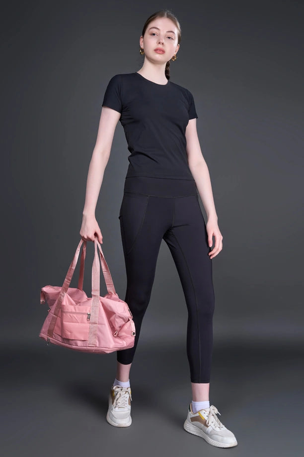 Women Solid Slim Fit Round Neck T-shirt with COTEX