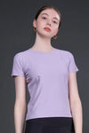 Women Solid Slim Fit Round Neck T-shirt with COTEX