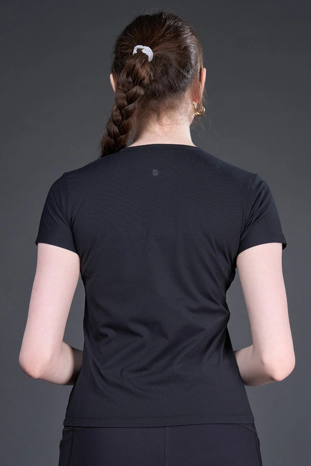 Women Solid Slim Fit Round Neck T-shirt with COTEX