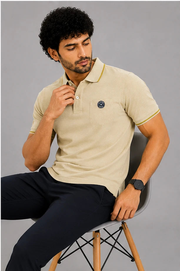 CLASSIC COTTON T-SHIRT- CAMEL