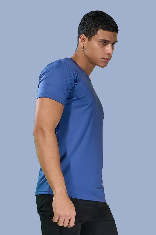 BUTTER LYCRA R-NECK T-SHIRT - BLUE