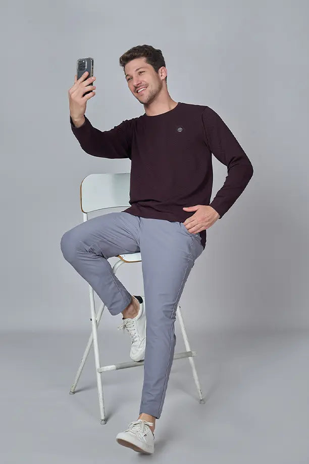 WAVE FULL SLEEVE TSHIRT- MAROON