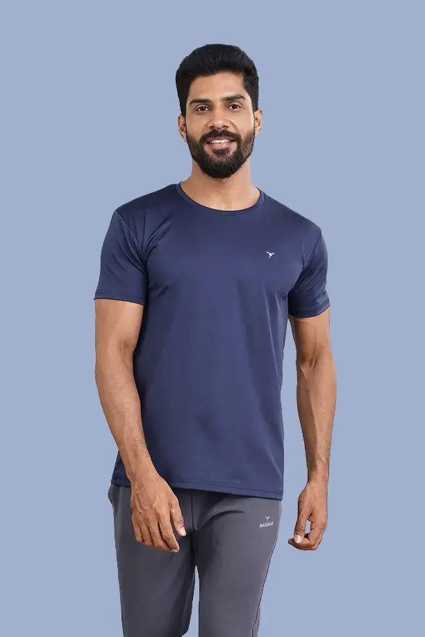 BUTTER LYCRA R-NECK T-SHIRT - AIR FORCE BLUE
