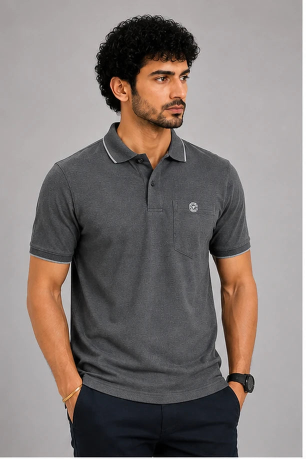 CLASSIC COTTON T-SHIRT- MELANGE BLACK