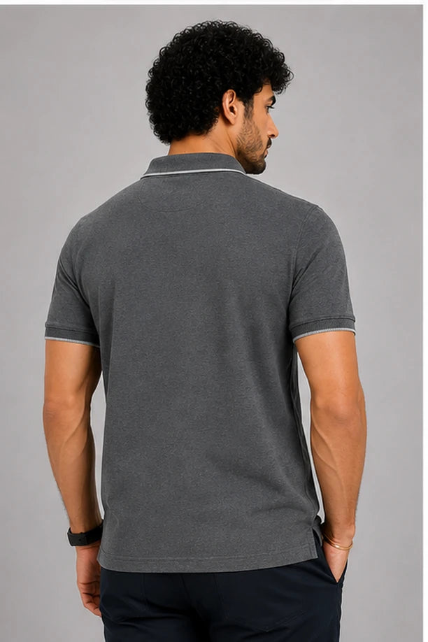 CLASSIC COTTON T-SHIRT- MELANGE BLACK