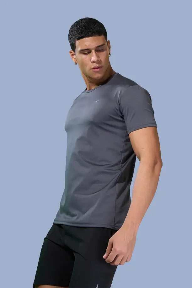 BUTTER LYCRA R-NECK T-SHIRT - DARK GREY