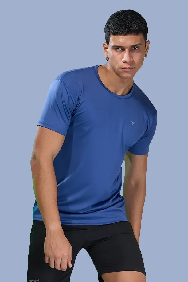 BUTTER LYCRA R-NECK T-SHIRT - BLUE