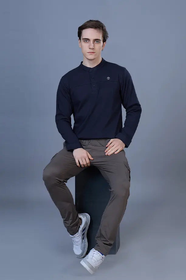 ATLAS FULL SLEEVES T-SHIRT - NAVY BLUE