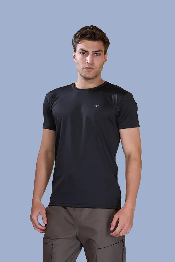 BUTTER LYCRA R-NECK T-SHIRT - BLACK