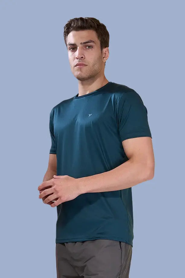 BUTTER LYCRA R-NECK T-SHIRT - BOTTLE GREEN