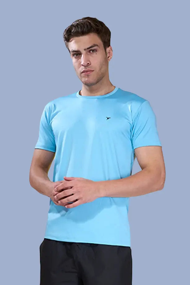 BUTTER LYCRA R-NECK T-SHIRT - SKY BLUE