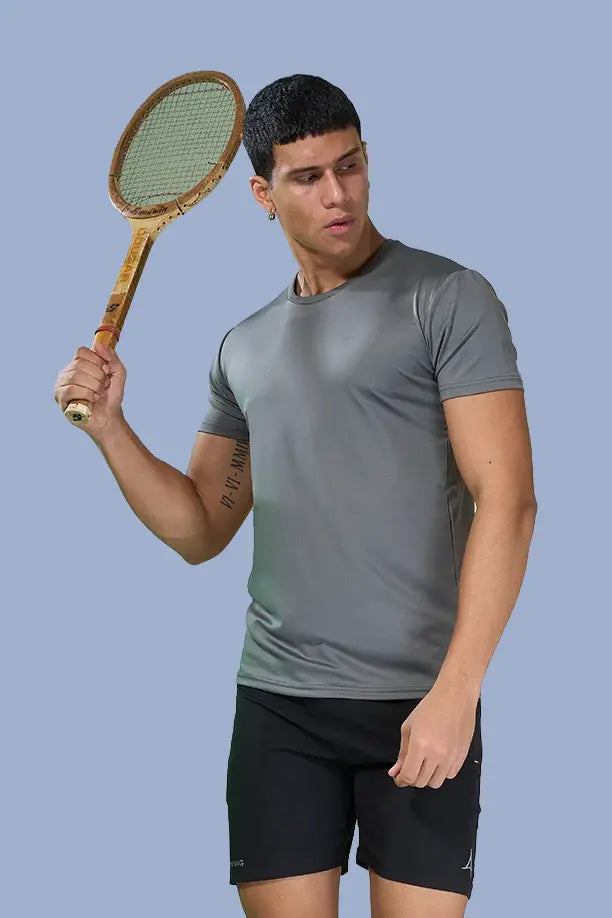 BUTTER LYCRA R-NECK T-SHIRT - ZACHO GREY