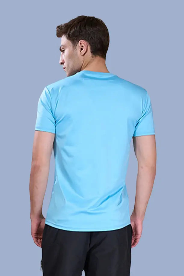BUTTER LYCRA R-NECK T-SHIRT - SKY BLUE