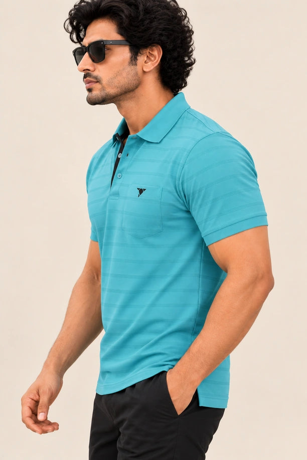 Men Striped Comfort Fit Polo T-shirt with CRAZY