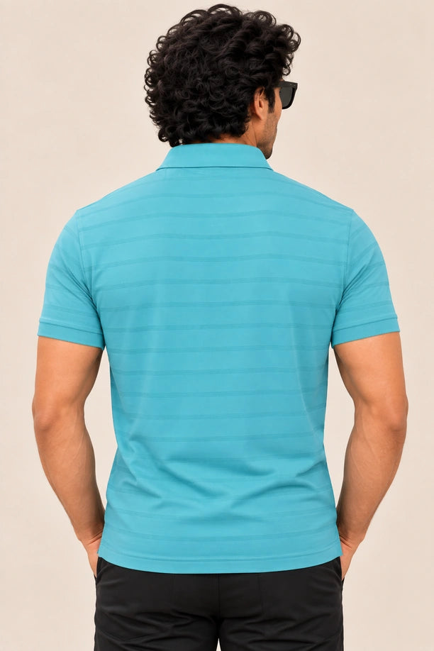 Men Striped Comfort Fit Polo T-shirt with CRAZY