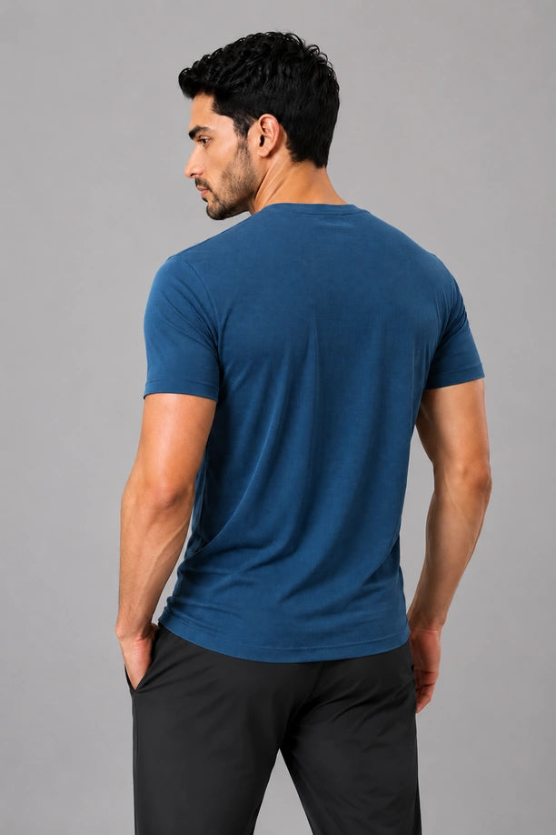MILANGE ROUND NECK TEE | BLUE