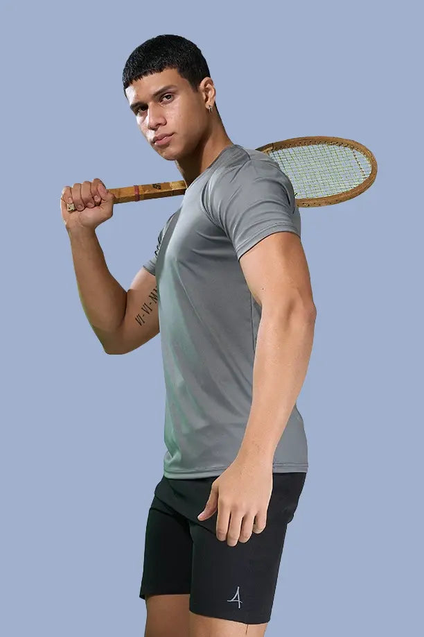 BUTTER LYCRA R-NECK T-SHIRT - ZACHO GREY