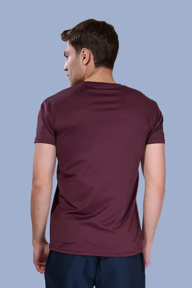 BUTTER LYCRA R-NECK T-SHIRT - MAROON