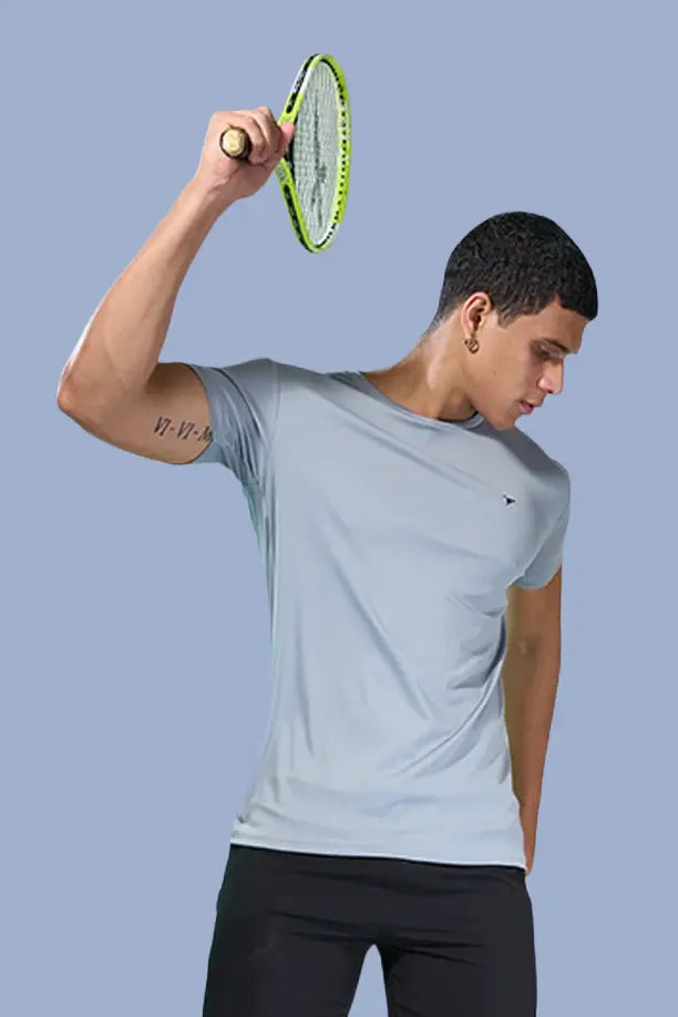 BUTTER LYCRA R-NECK T-SHIRT - LIGHT GREY