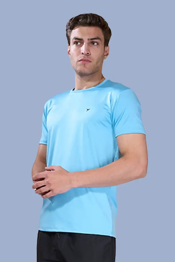 BUTTER LYCRA R-NECK T-SHIRT - SKY BLUE